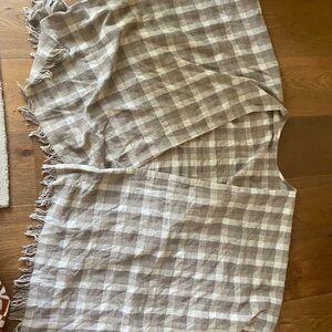 Plaid Fringe wool poncho